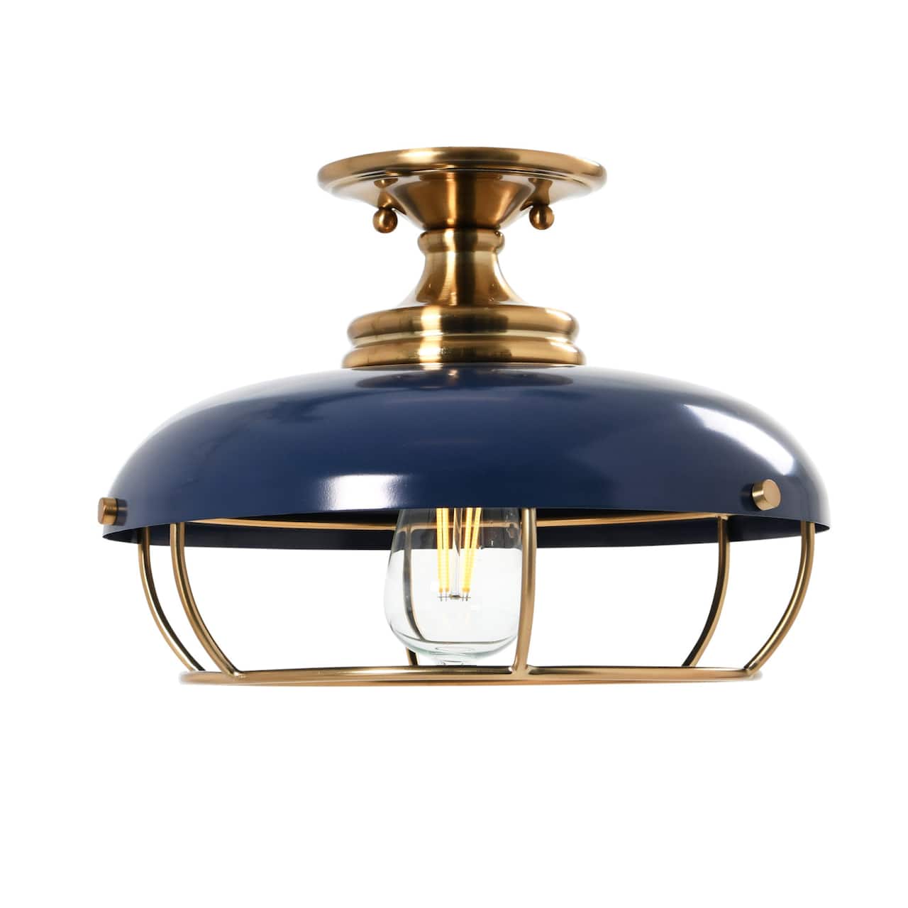 Hello Honey® 13" Wide Caged Dome Metal Semi-Flush Mount Ceiling Light